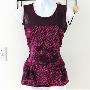Sweet sleeveless mesh and peplum workout top